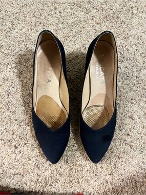 Viscera Marquesa Canvas Wedge Pumps - Navy Blue